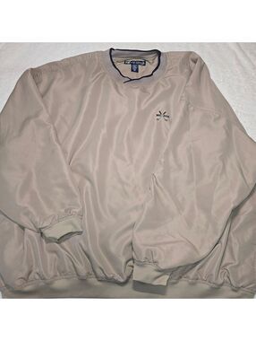 Vintage 90s Big Dogs Golf Pullover Windshirt Jacket Beige Tan Men's Size L Y2K